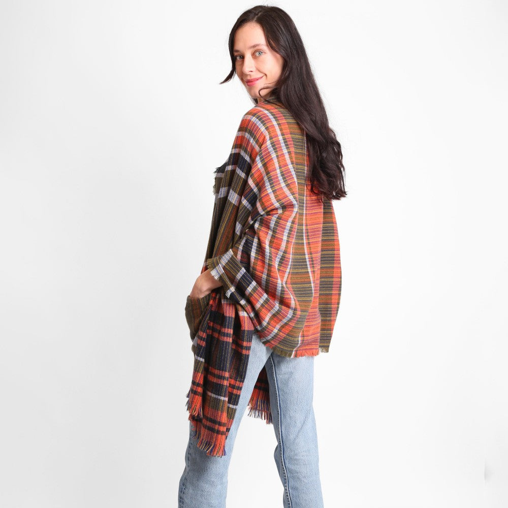 Knit Ruana with Fringe Tassels