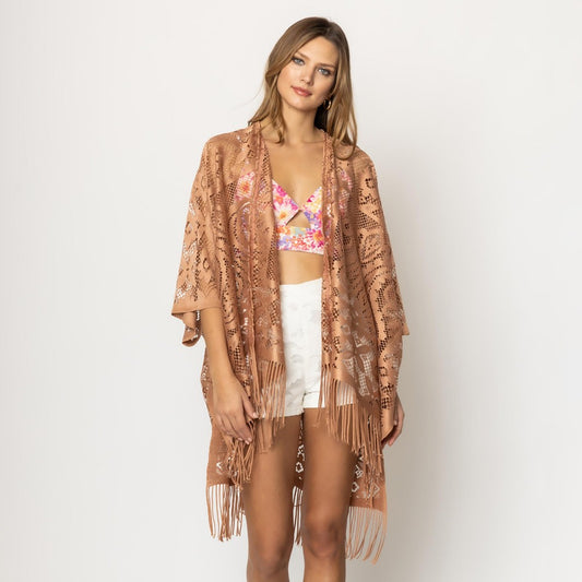 Do Everything In Love Flower Lace Kimono With Tassels