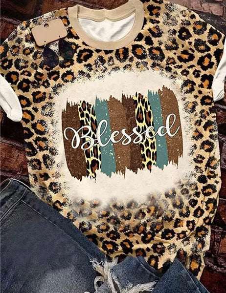 Leopard Print ‘Blessed’ Graphic Tee