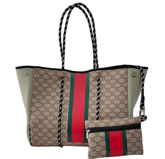 Large Inspired Neoprene Tote + Wristlet