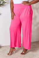 Double Take Full Size Smocked Wide Waistband Wide Leg Pants