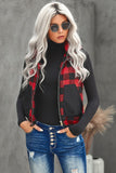 Buffalo Plaid Hooded Vest W/ Black Pockets