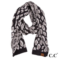 CC Leopard Print Jacquard Knit Scarf