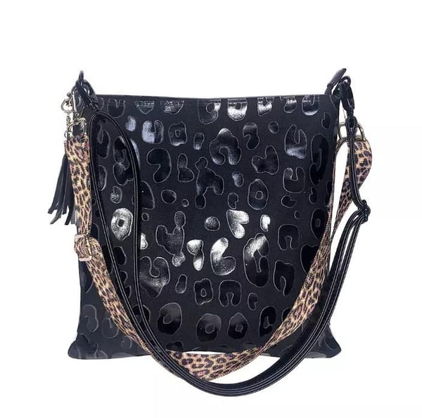 Janey Leopard Crossbody Tote with Guitar Strap