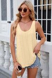 Eyelet Scoop Neck Wide Strap Tank