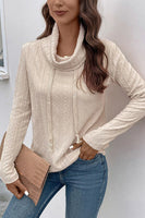 Tied Mock Neck Long Sleeve Knit Top