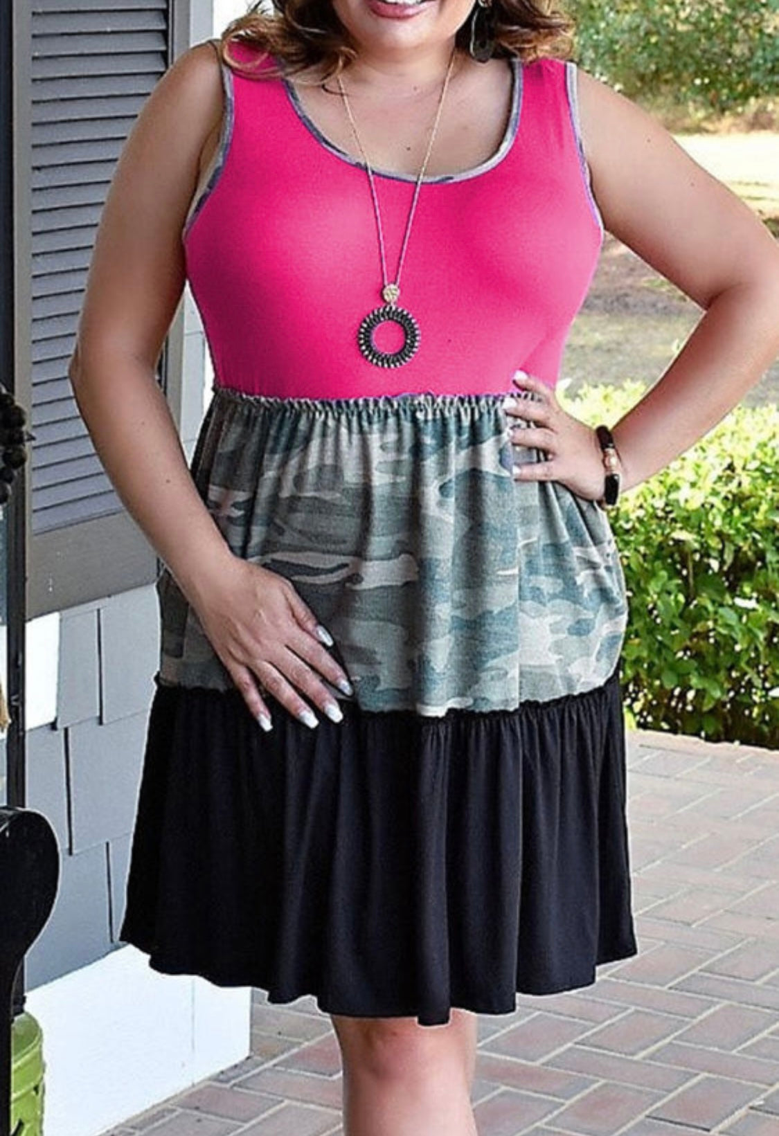 Classy But Sassy Colorblock Camo Dress-Curvy