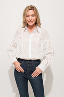 And The Why Eyelet Long Sleeve Button Down Shirt