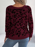 Leopard Buttoned Square Neck Sweater