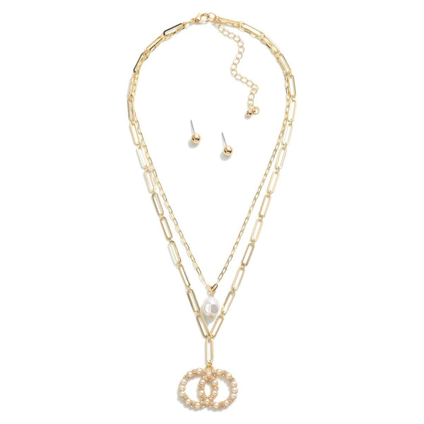 Double Circle Pendant Necklace & Earring Set