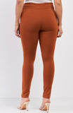 Rust Rubber Side Detail Slim Pants-Curvy