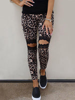 Leopard Lace Cutout Leggings