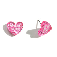 Glitter Conversation Heart Stud Earrings