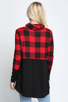 Acting Pro Plaid Solid Contrast Long Sleeve Turtle Neck Top