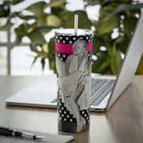 Polka Dot Marilyn Skinny Steel Tumbler with Straw, 20oz