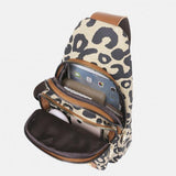 Leopard Print Sling Bag With Pocket Organizers