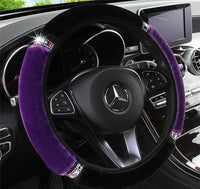 Plush Rhinestone Decorative Steering Wheel Cover