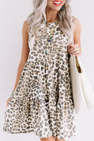 Cheetah Print Layered Ruffled Mini Dress