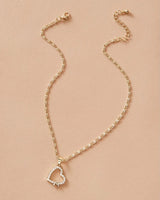 Rhinestone Decor Heart Charm Necklace