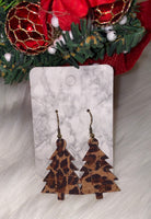 Genuine Leather Christmas Tree Earrings