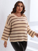 Plus Size Striped Dropped Shoulder Sweater