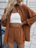 Button Down Cardigan and Shorts Set