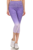 Yelete Dip Dye Ombre Athletic Capri Leggings