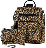 Large Leopard Backpack With Pouch