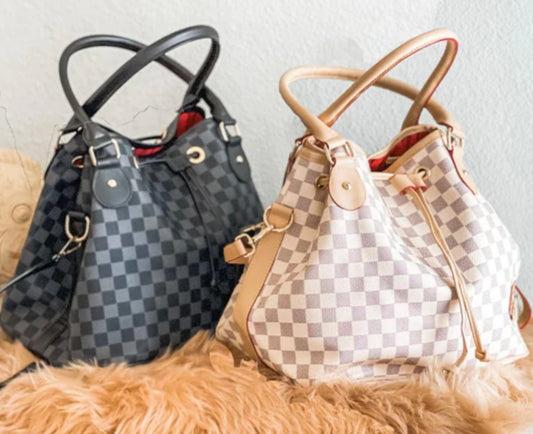 Checkered Purses- Black or Cream