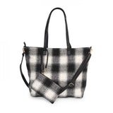 Plaid Flannel Tote Bags With Matching Wristlet Pouch