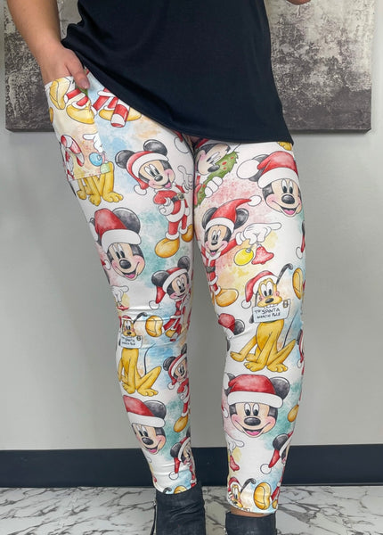 Christmas Mouse & Friends Leggings W/ Pockets