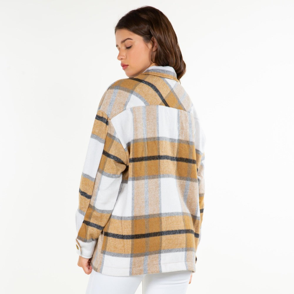 Camel Soft Knit Oversized Button Down Shacket