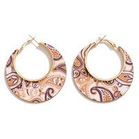 Paisley Print Drop Hoop Earrings