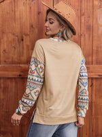 Khaki bull Aztec print sweatshirt