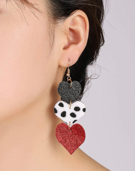 Glitter Heart Dangle Earrings