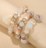 3pcs Tassel Decor Beaded Bracelet