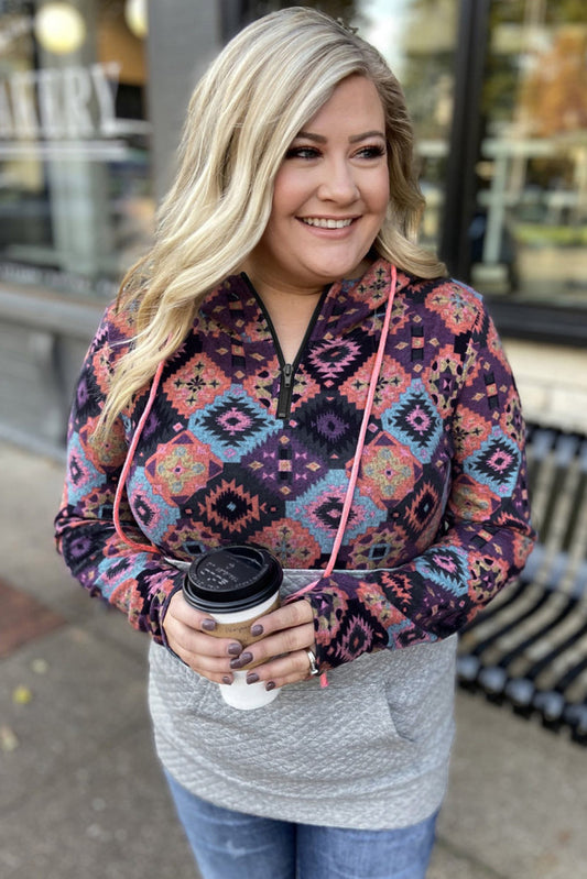 Made You Look Aztec Hoodie- Curvy
