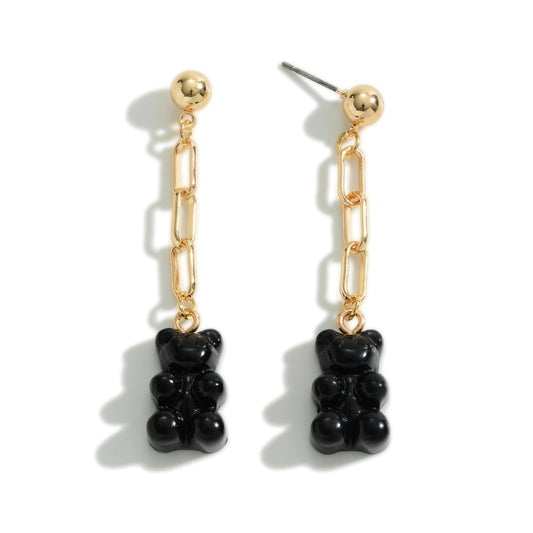 Candy Bear Chain Link Drop Earrings