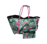 Flamingo Neoprene Tote Bag With Coin Pouch