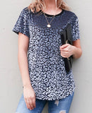 & The Why Silver Leopard Pattern Burnout Top