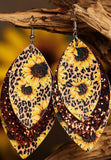 Layered Sunflower Leopard Sequin Earrings