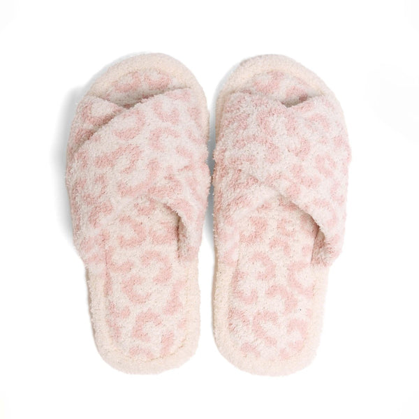 Comfy Luxe Animal Print Criss Cross Slippers
