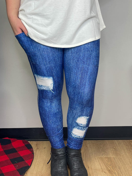 Denim Blue Jeggings W/ pockets