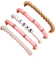 LOVE Heishi Beaded Stackable Bracelet 5pc Sets