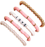 LOVE Heishi Beaded Stackable Bracelet 5pc Sets