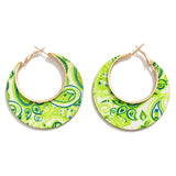 Paisley Print Drop Hoop Earrings