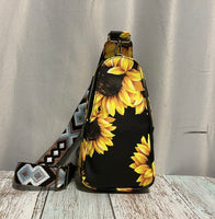 Crossbody Sling bags w/ embroidered guitar strap-Solids & Various Prints Available