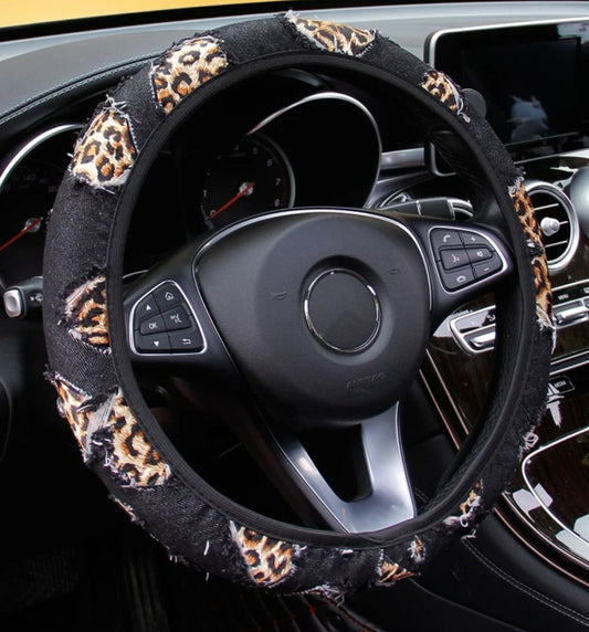 Leopard Patched Steering Wheel Cover