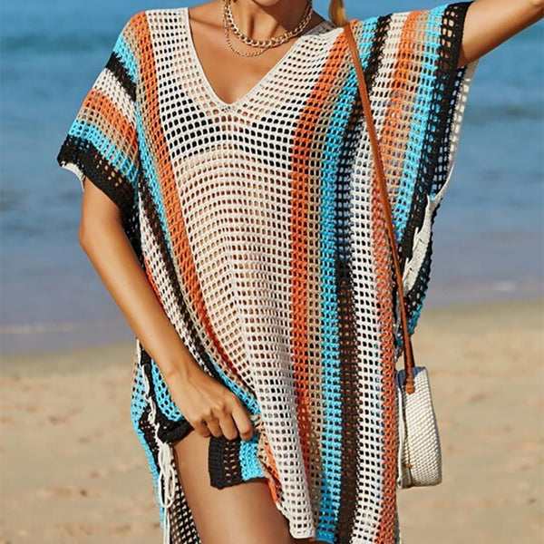 Striped Crochet Swimsuit Cover Up