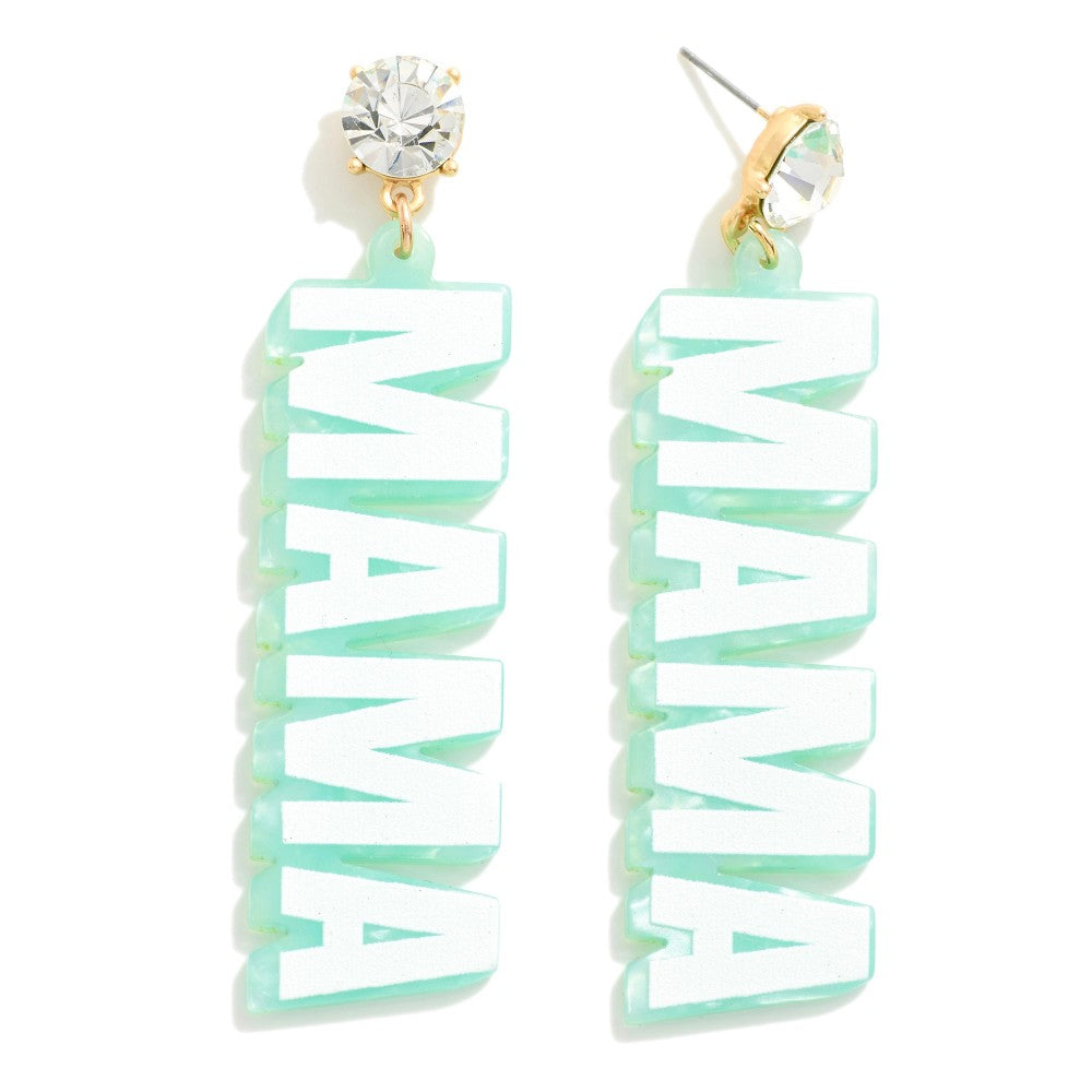 Rhinestone Post MAMA Earrings